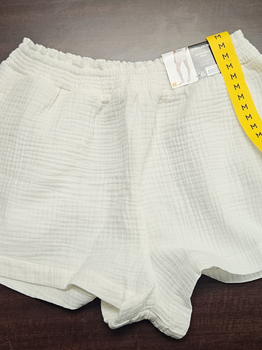 Billabong White High-Waist Cotton Gauze Shorts Medium